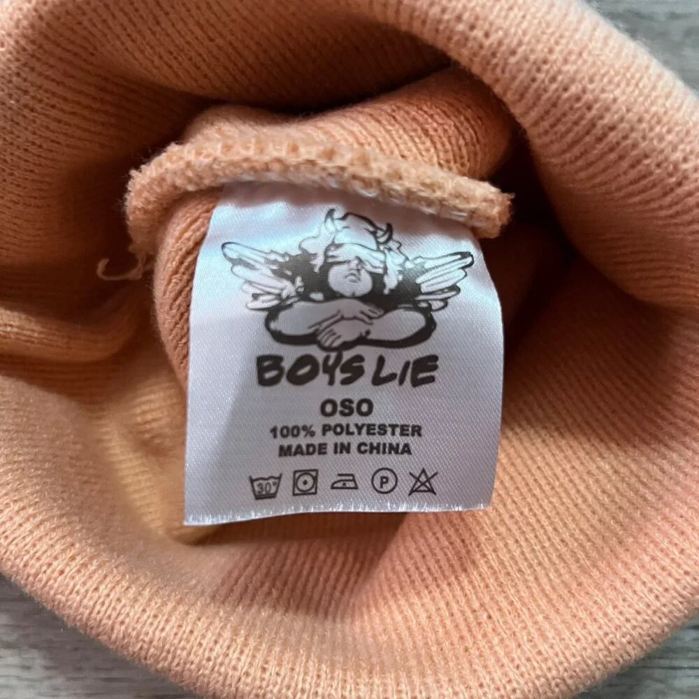 NEW BOYS LIE BEANIE HAT FOLDOVER ORANGE RED PINK LOGO PATCH NWT - Picture 4 of 4